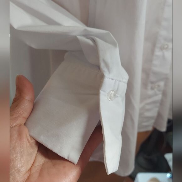 NWOT ELLEN TRACY White Trapeze Cut Blouse Pockets Size S - Picture 5 of 11